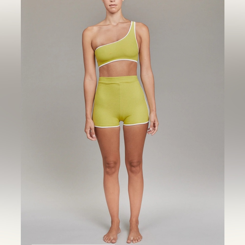 acacia swimwear Olive Green Ribbed Bikini Top & High-Waist Shorts Set - Picture 7 of 11